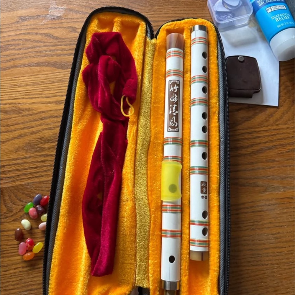 White Chinese Bamboo Flute - Traditional Dizi in White